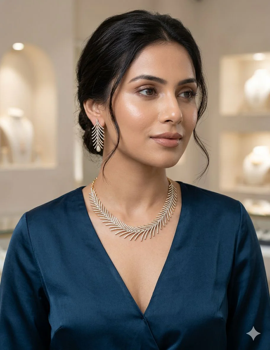 Leaf Cascade Necklace Set