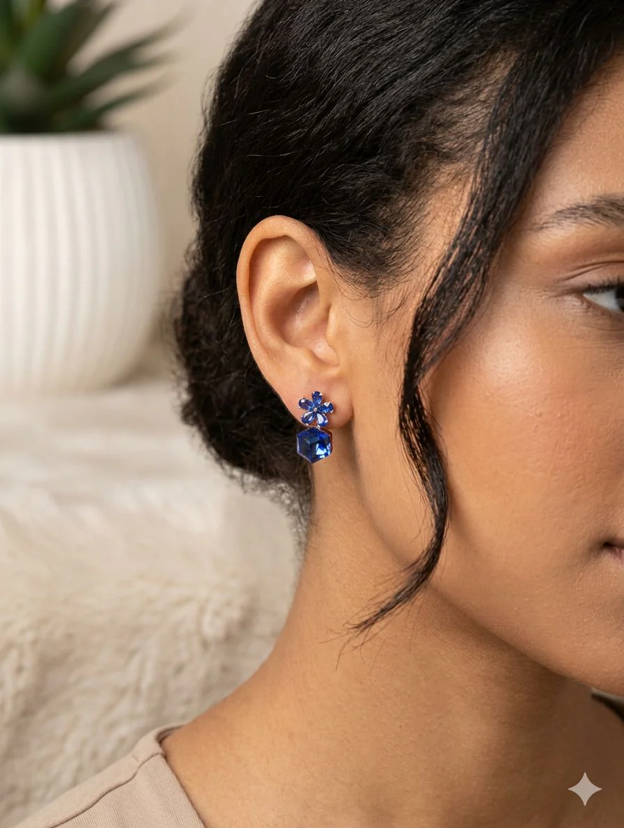 Floral crystal drop earrings