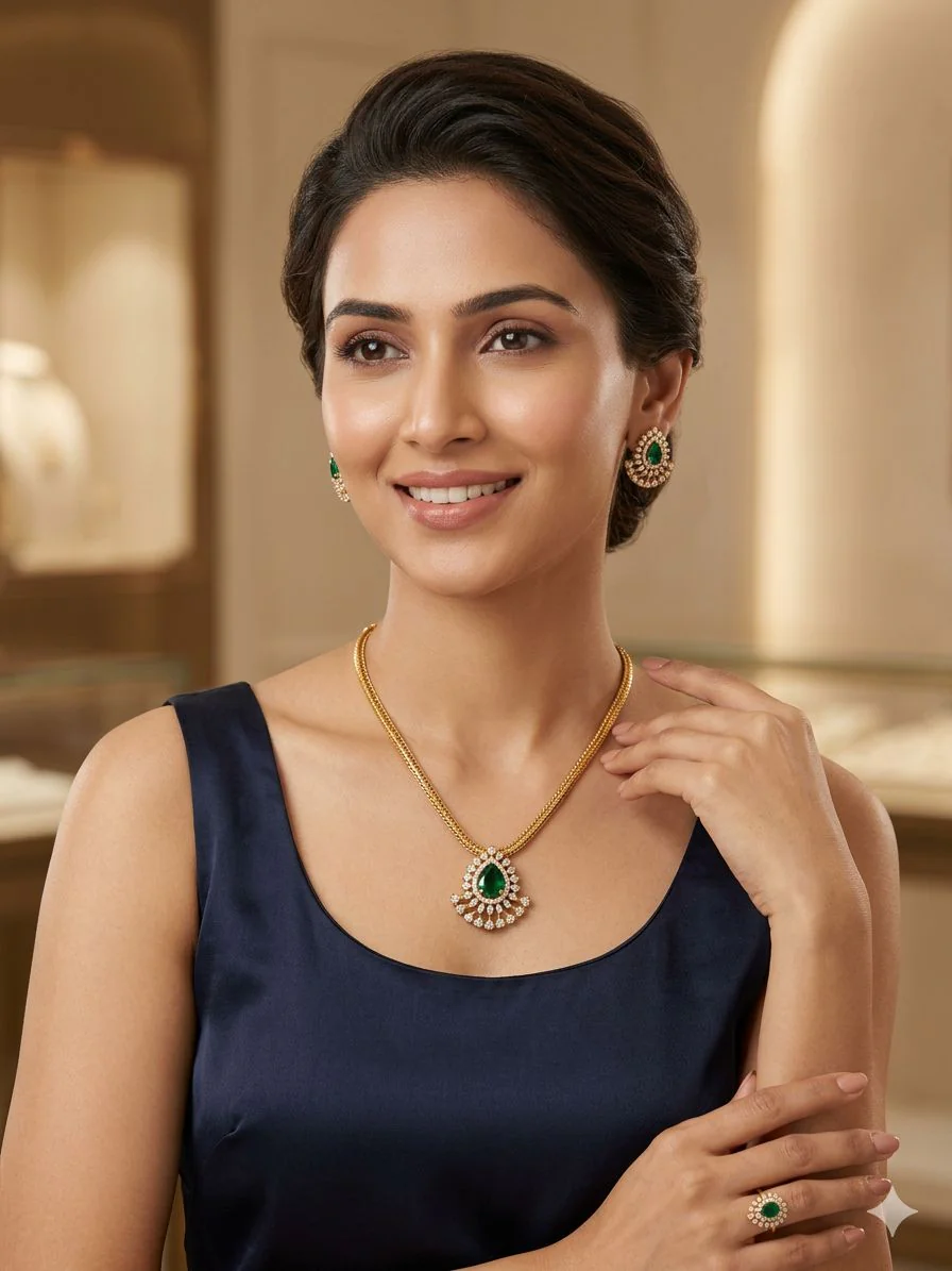 Gold-plated necklace and earring set