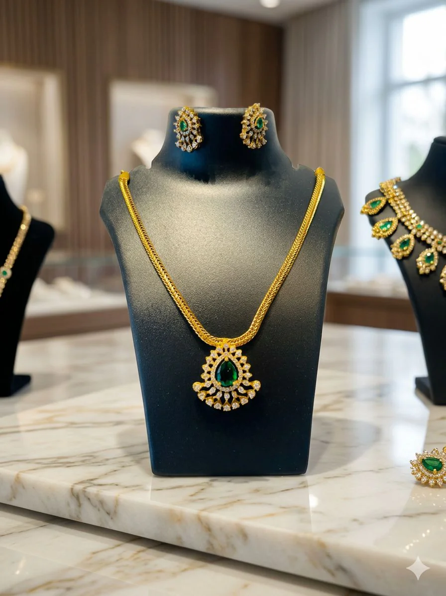 Gold-plated necklace and earring set