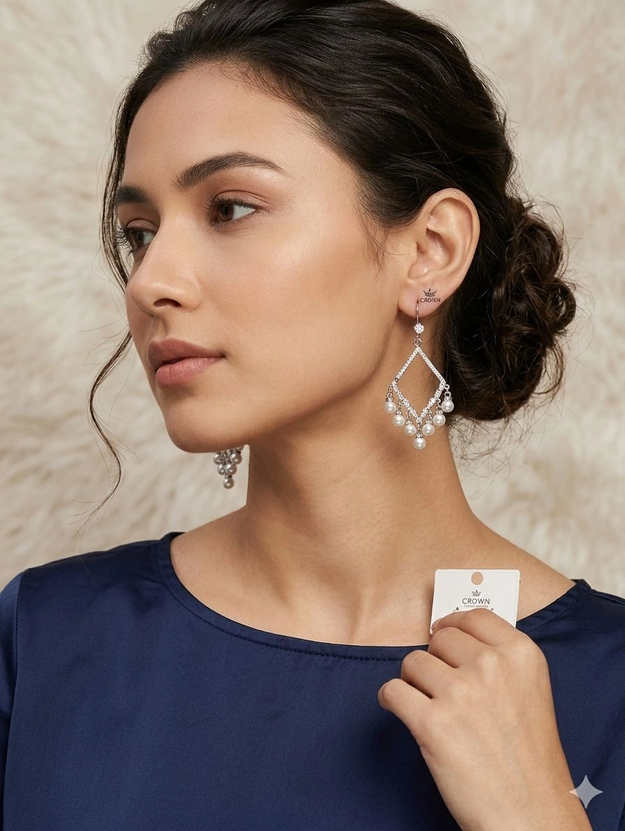 Silver-plated chandelier earrings