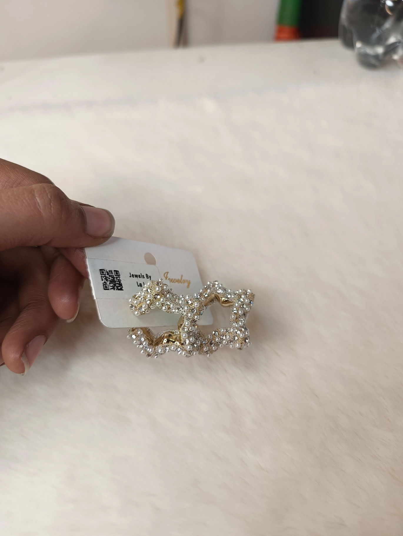 Clustered Pearl Crescent Studs 3